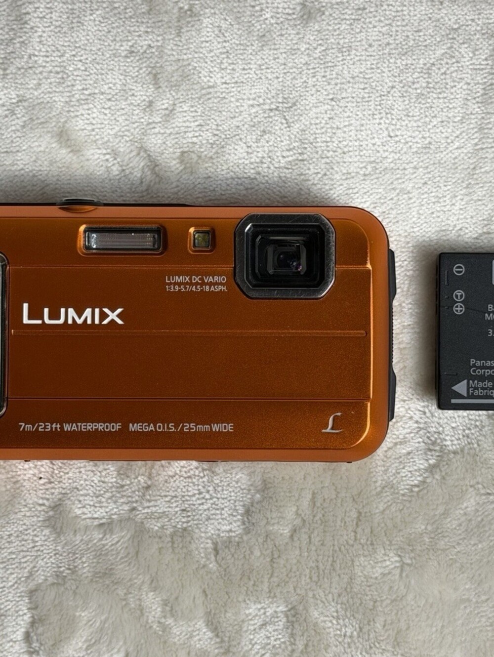 Panasonic Lumix DMC-TS25 Orange Waterproof Digital Camera w/ Battery UNTESTED
